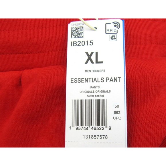 Adidas Originals Essentials Fleece Pants Mens Size XL Slim Fit Red NEW - Picture 11 of 13